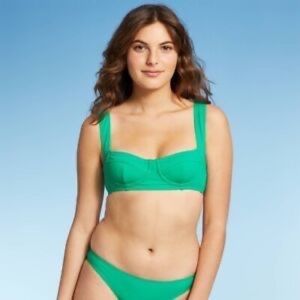 NWT Juniors' Faux Underwire Bralette Bikini Top - Xhilaration Vibrant Green L